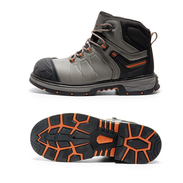 Men's Non-Slip Steel Toe Leather Work Boots - GREY - 4